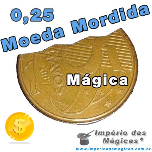 Moeda Mordida de R$ 0,25 - Bite Coin Dourada